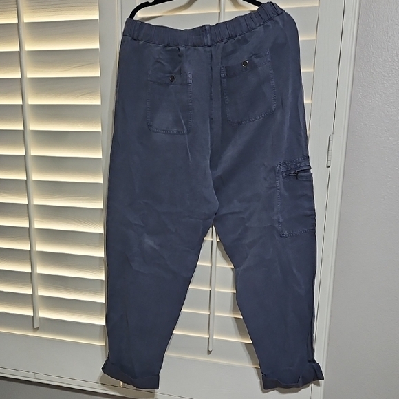 Nicole Miller Women's Blue Cargo Pants Linen Blend - Picture 5 of 6